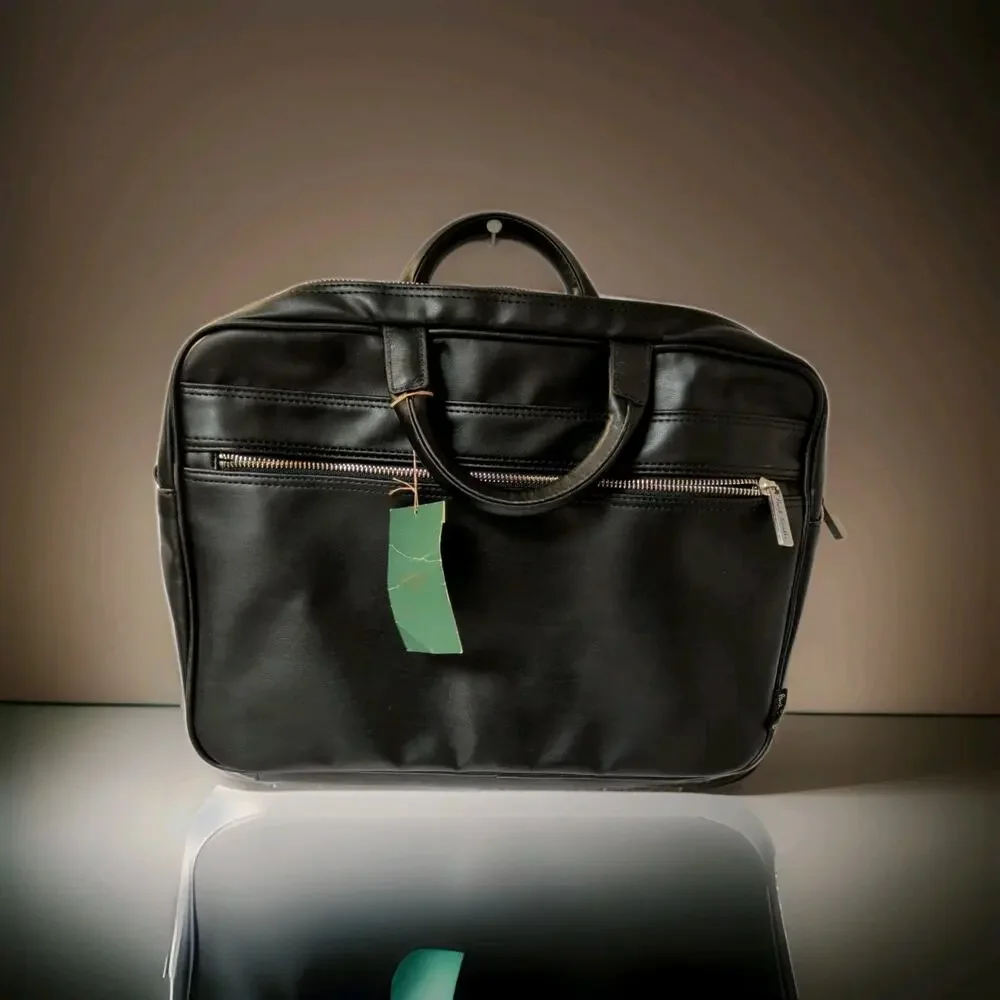Paul Smith Black Leather Laptop Business Minamalist Bag NWT